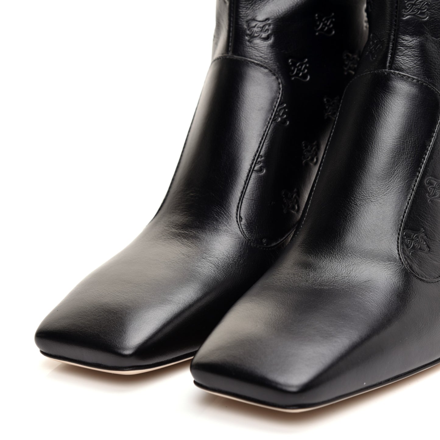 Vitello Karligraphy Embossed FFreedom Ankle Boots 39 Black