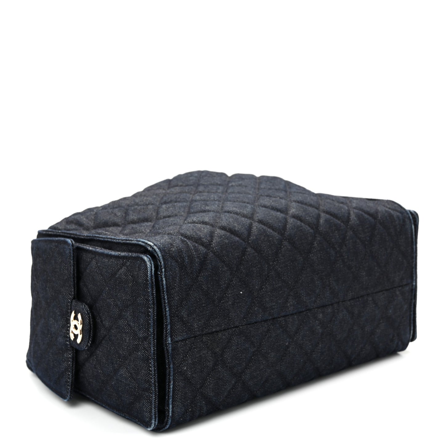 Denim Quilted Medium Chanel 25 Handbag Dark Blue