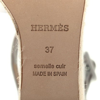 Hermes Goatskin Doll 60 Espadrille Wedge Sandals 37 White 6 of 8