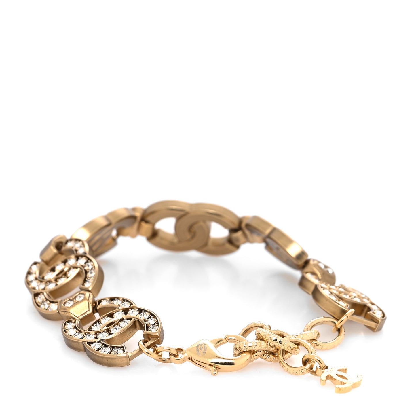 Crystal CC Link Chain Bracelet Gold