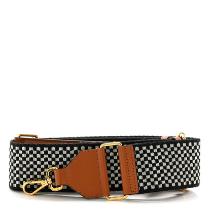 Fendi Ribbon Vitello King Logo Embossed Gingham Woven Adjustable Strap You Panna Black Cuoio 1 of 4