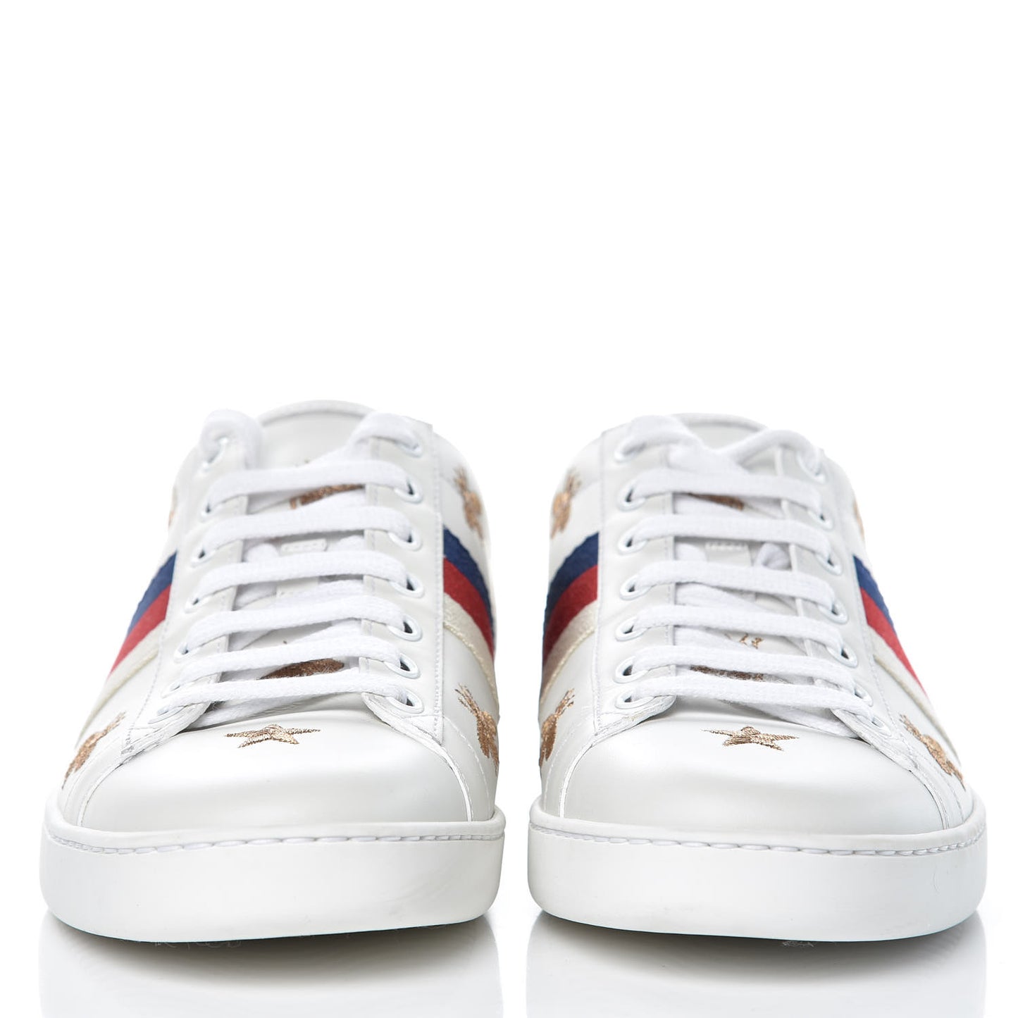 Calfskin Bee Star Embroidered Sylvie Web Ace Sneakers 40 White