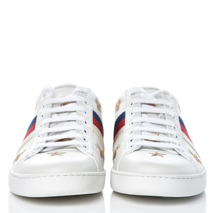 Gucci Calfskin Bee Star Embroidered Sylvie Web Ace Sneakers 40 White 2 of 10