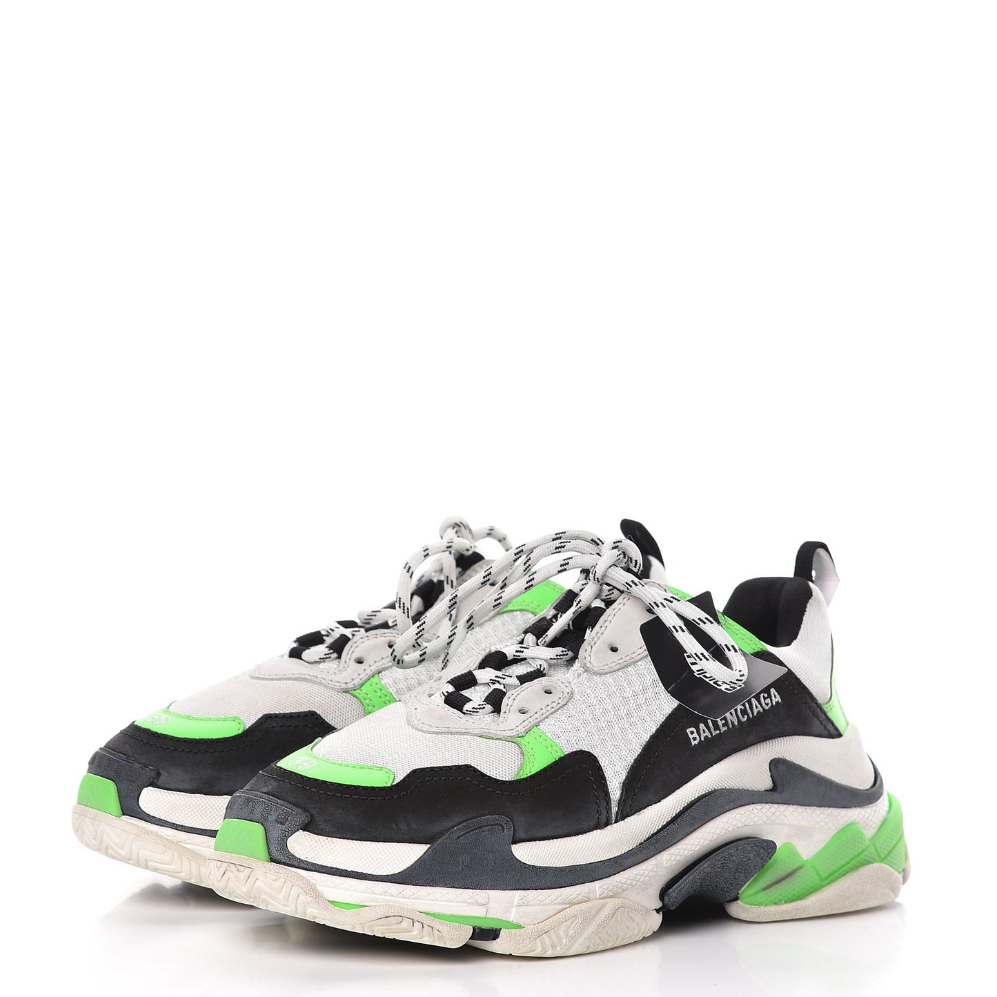 Fabric Mesh Womens Triple S Sneakers 39 White Green Fluo Black