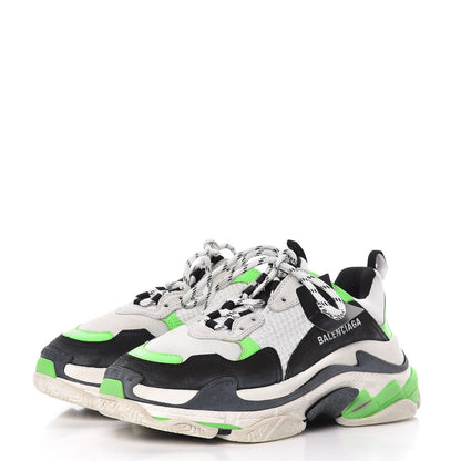 Balenciaga Fabric Mesh Womens Triple S Sneakers 39 White Green Fluo Black 3 of 9
