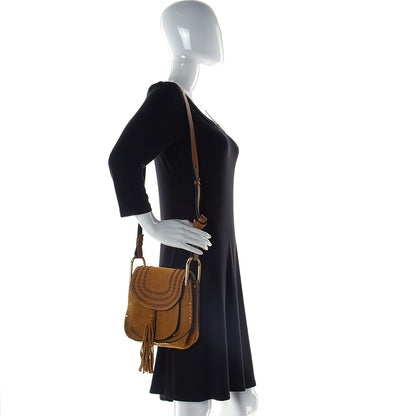 Chloe Suede Calfskin Braided Small Hudson Shoulder Bag Caramel 2 of 14