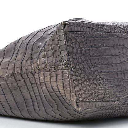 Bottega Veneta Matte Crocodile Top Handle Weekender Bag Tote Purple 9 of 11