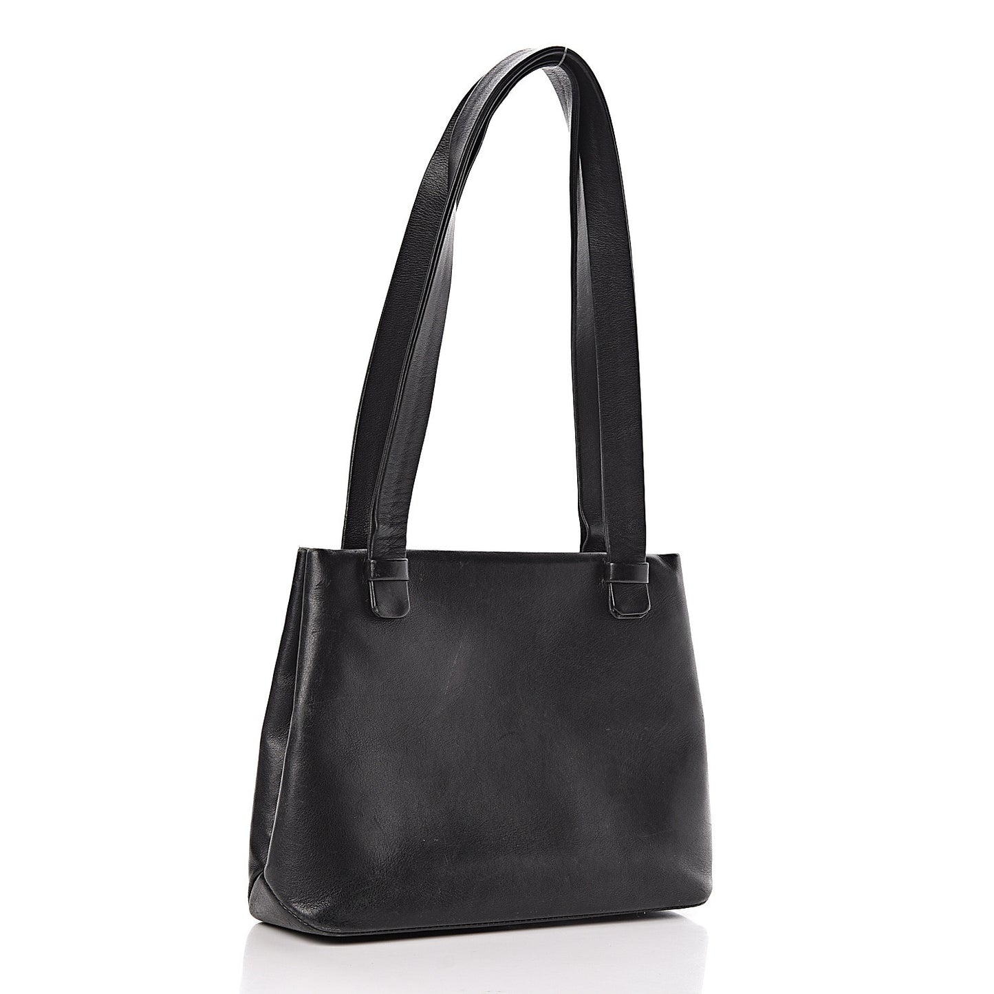 Calfskin Logo Shoulder Bag Black
