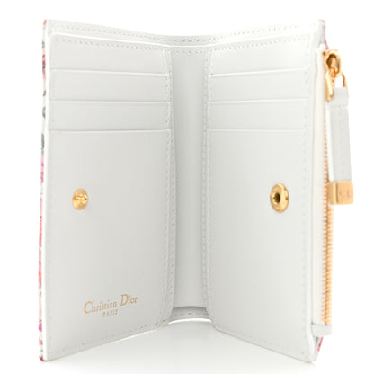 Christian Dior Calfskin Floral Printed Dahlia Wallet White Multicolor 5 of 9
