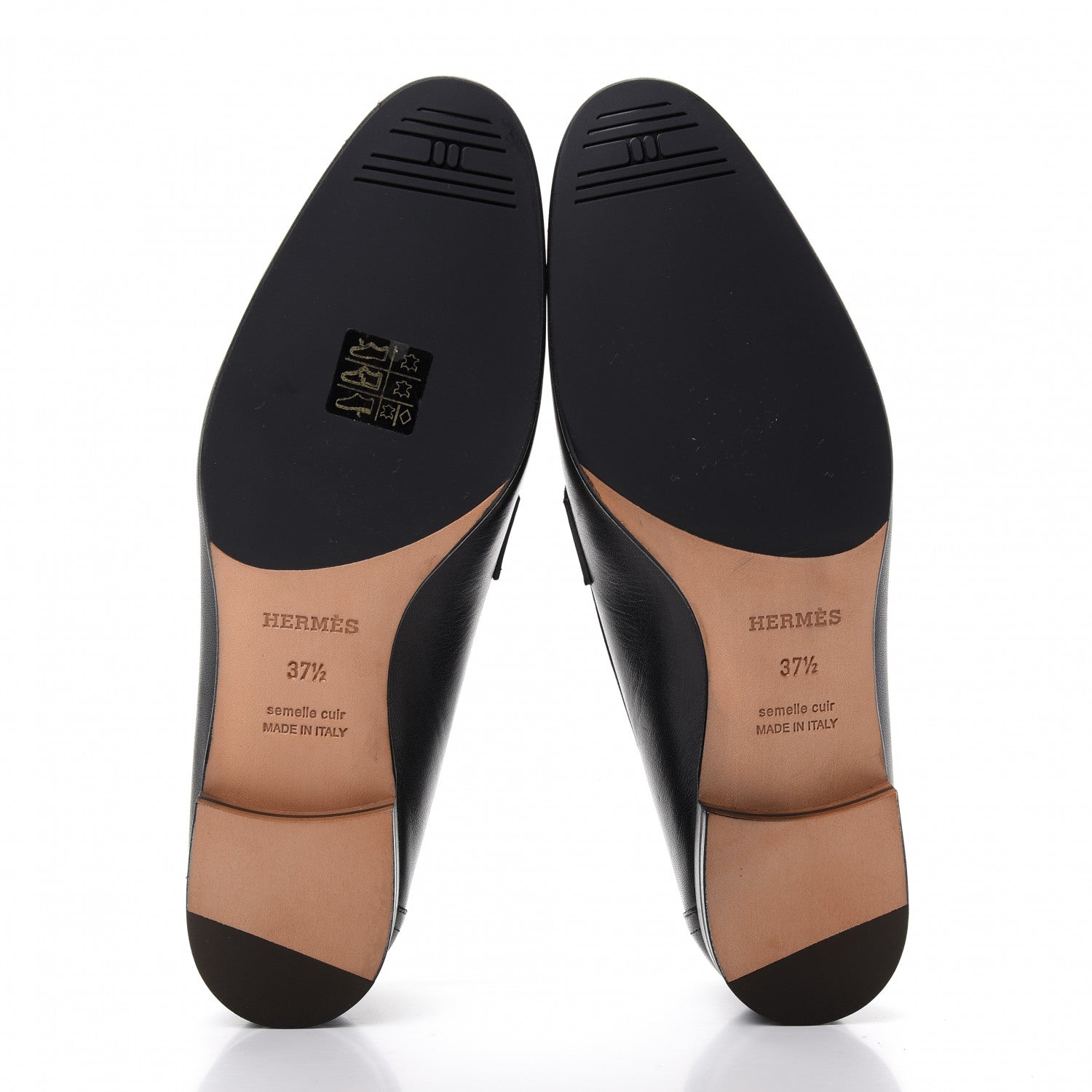 Hermes Goatskin Womens Paris Loafers 37.5 Black 6 of 10