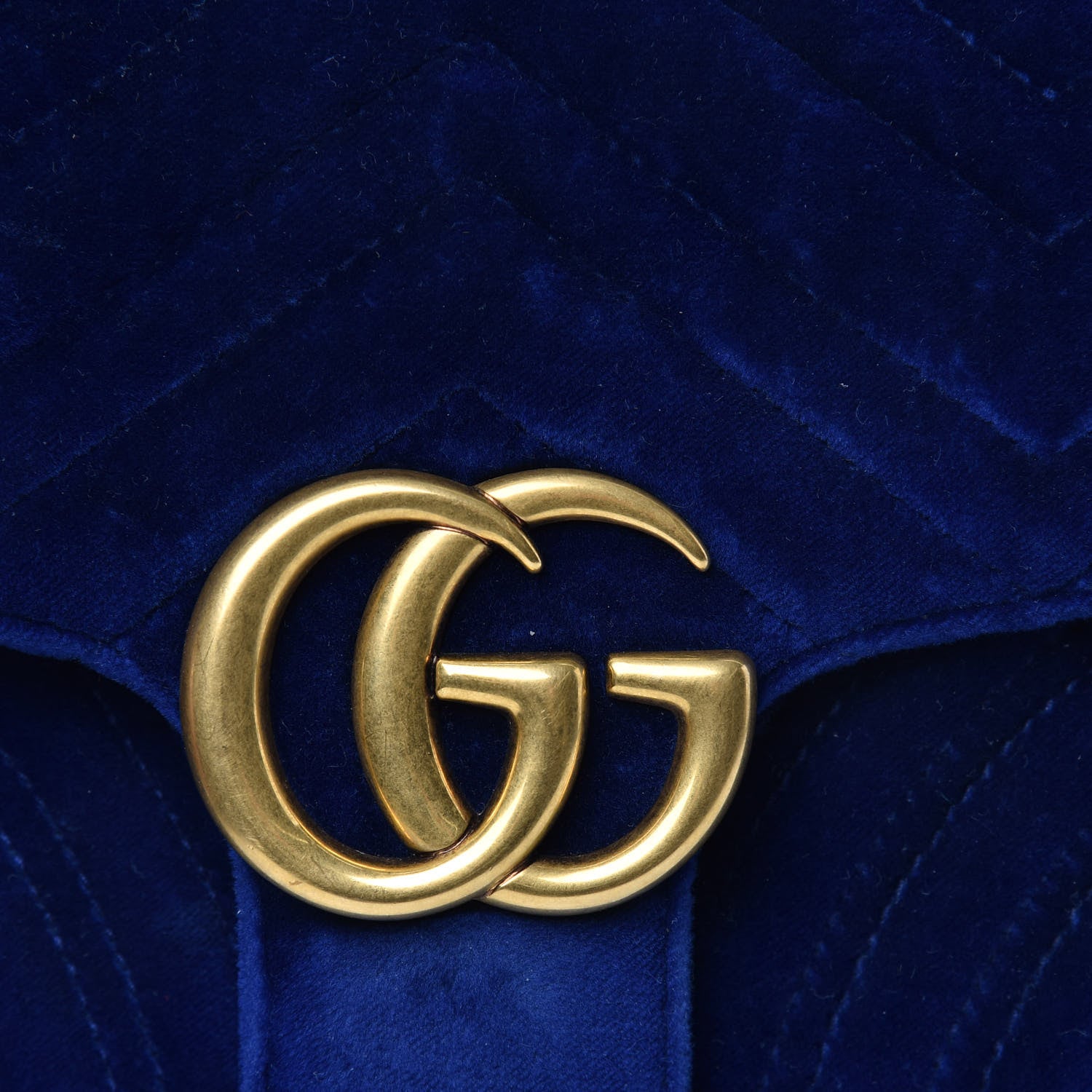 Gucci Velvet Matelasse Small GG Marmont Shoulder Bag Cobalt Blue 10 of 15