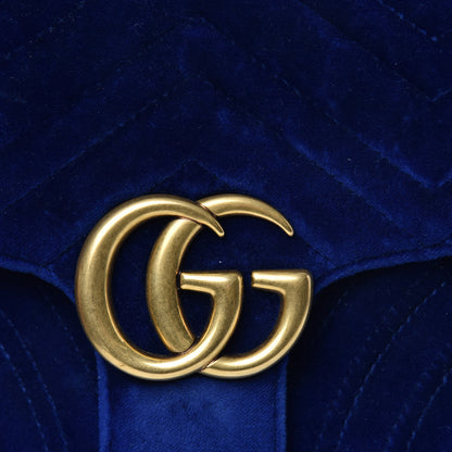 Gucci Velvet Matelasse Small GG Marmont Shoulder Bag Cobalt Blue 10 of 15