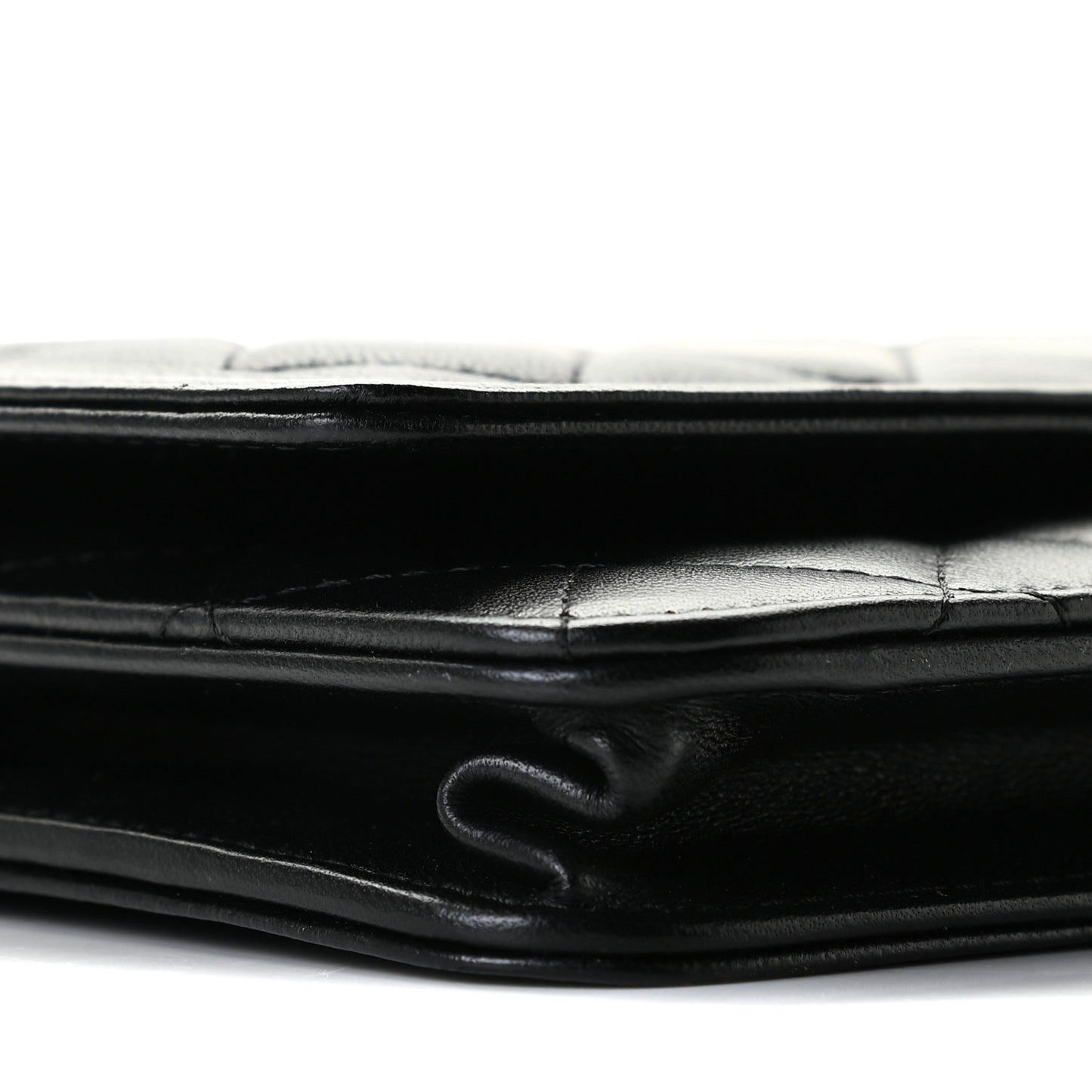 Lambskin Quilted Boy Wallet On Chain WOC Black