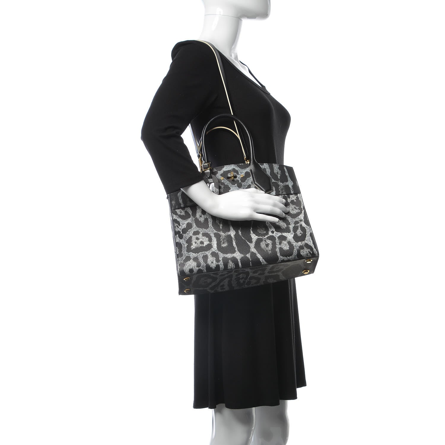 Louis Vuitton Canvas Calfskin Wild Animal Print City Steamer MM Black 2 of 9