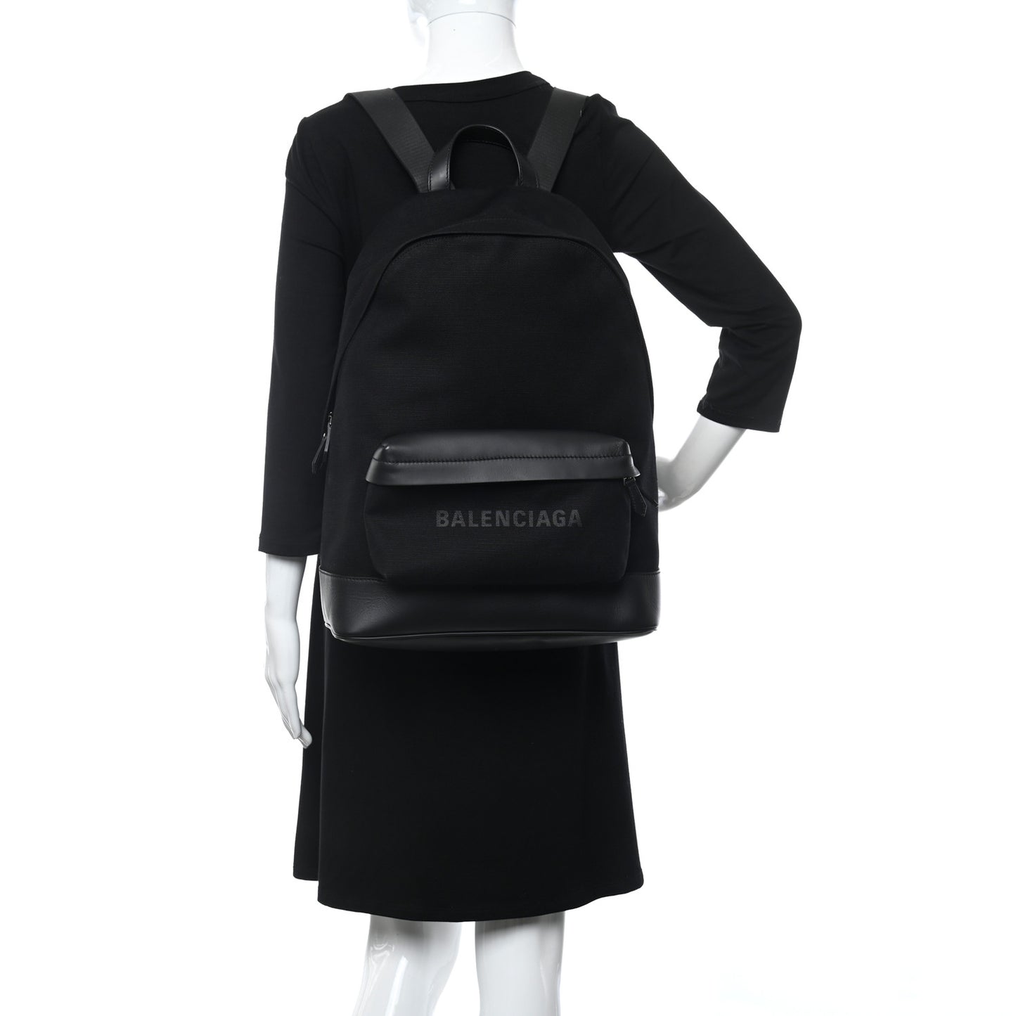Calfskin Canvas Navy Backpack Black