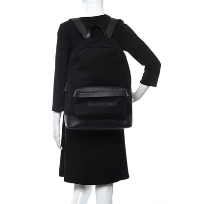 Balenciaga Calfskin Canvas Navy Backpack Black 2 of 9