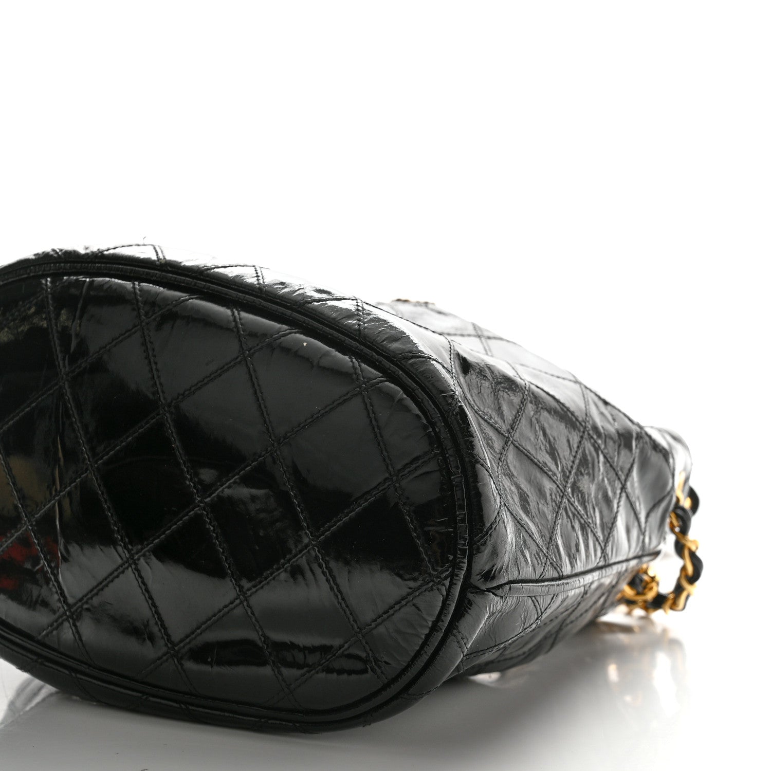 Chanel Patent Stitched Drawstring Shoulder Bag Black 12 of 15