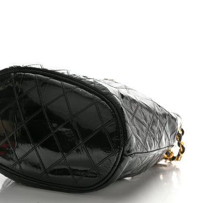 Chanel Patent Stitched Drawstring Shoulder Bag Black 12 of 15