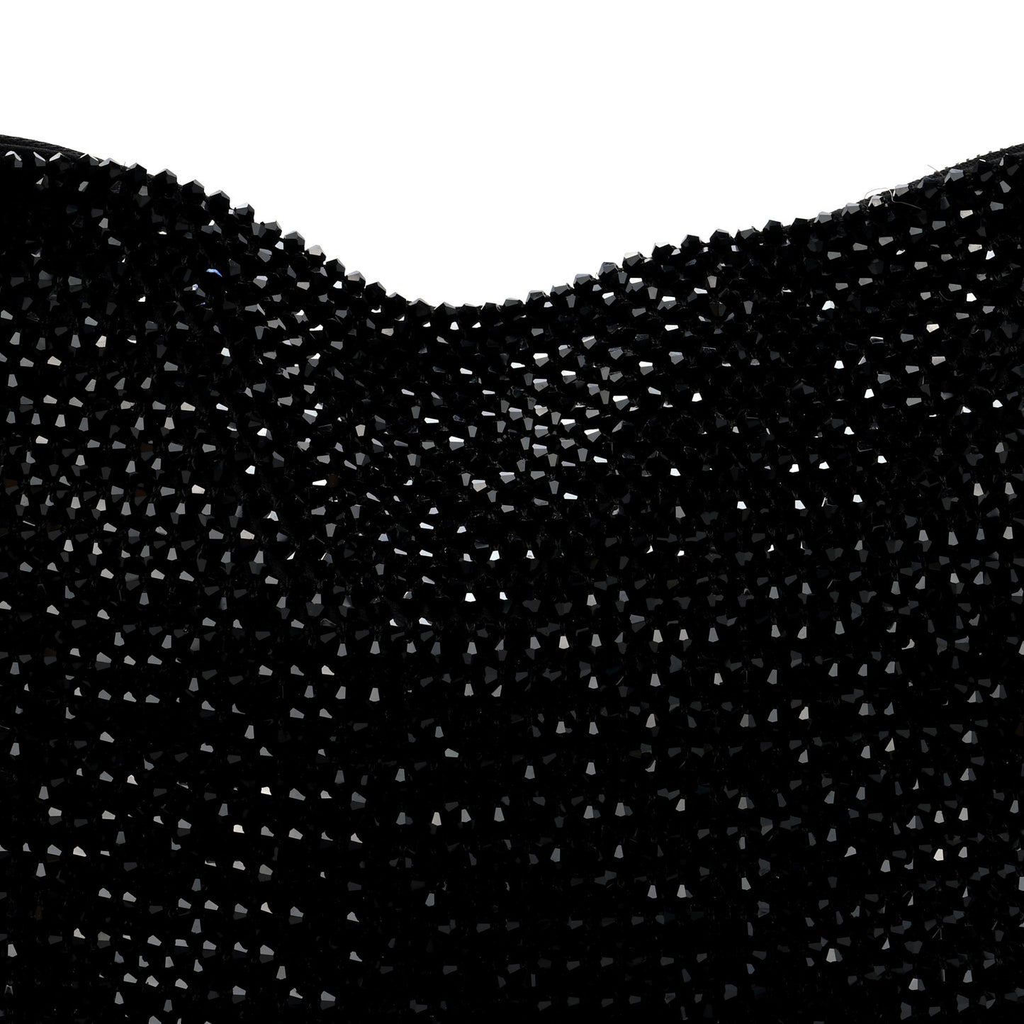 Satin Bead Embellished Callie Fringe Tassel Chain Evening Bag Black