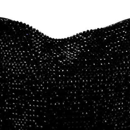 Jimmy Choo Satin Bead Embellished Callie Fringe Tassel Chain Evening Bag Black 7 of 9