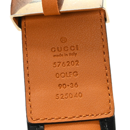 Gucci Azalea Calfskin Matelasse Diagonal Torchon Double G 40mm Belt 90 36 Cognac Black 3 of 4