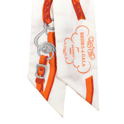 Hermes Silk Brides De Gala Twilly White Orange Rouge 2 of 4
