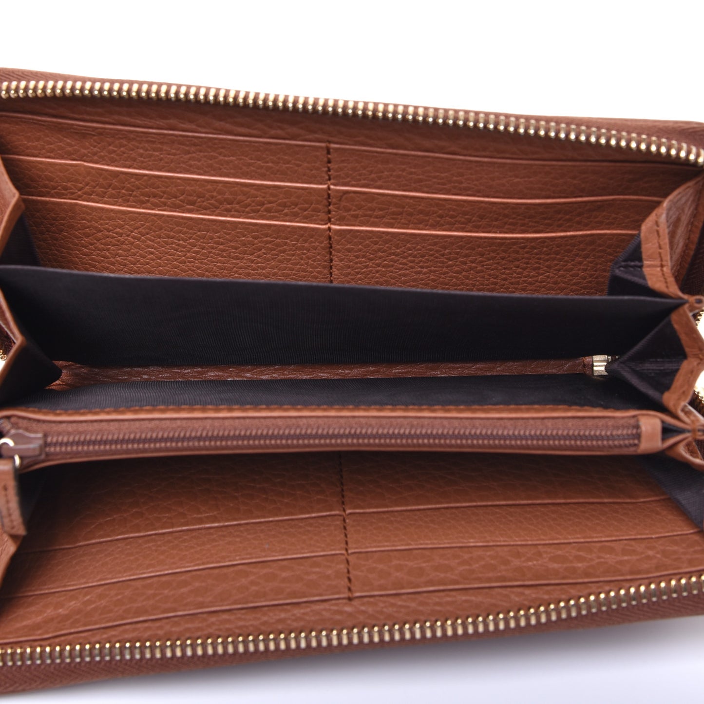 Pebbled Calfskin Soho Zip Around Wallet Brown
