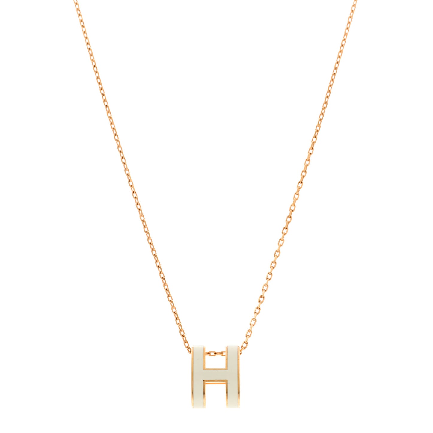 Lacquered Rose Gold Pop H Pendant Necklace White