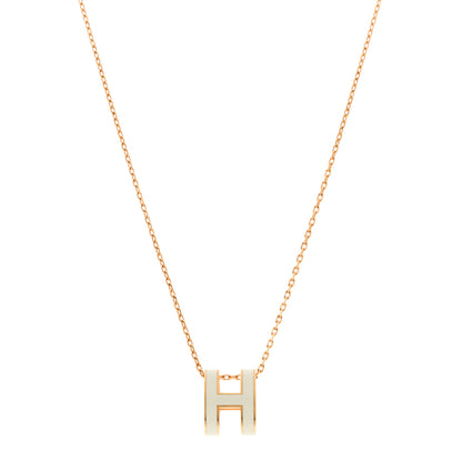 Hermes Lacquered Rose Gold Pop H Pendant Necklace White 1 of 7