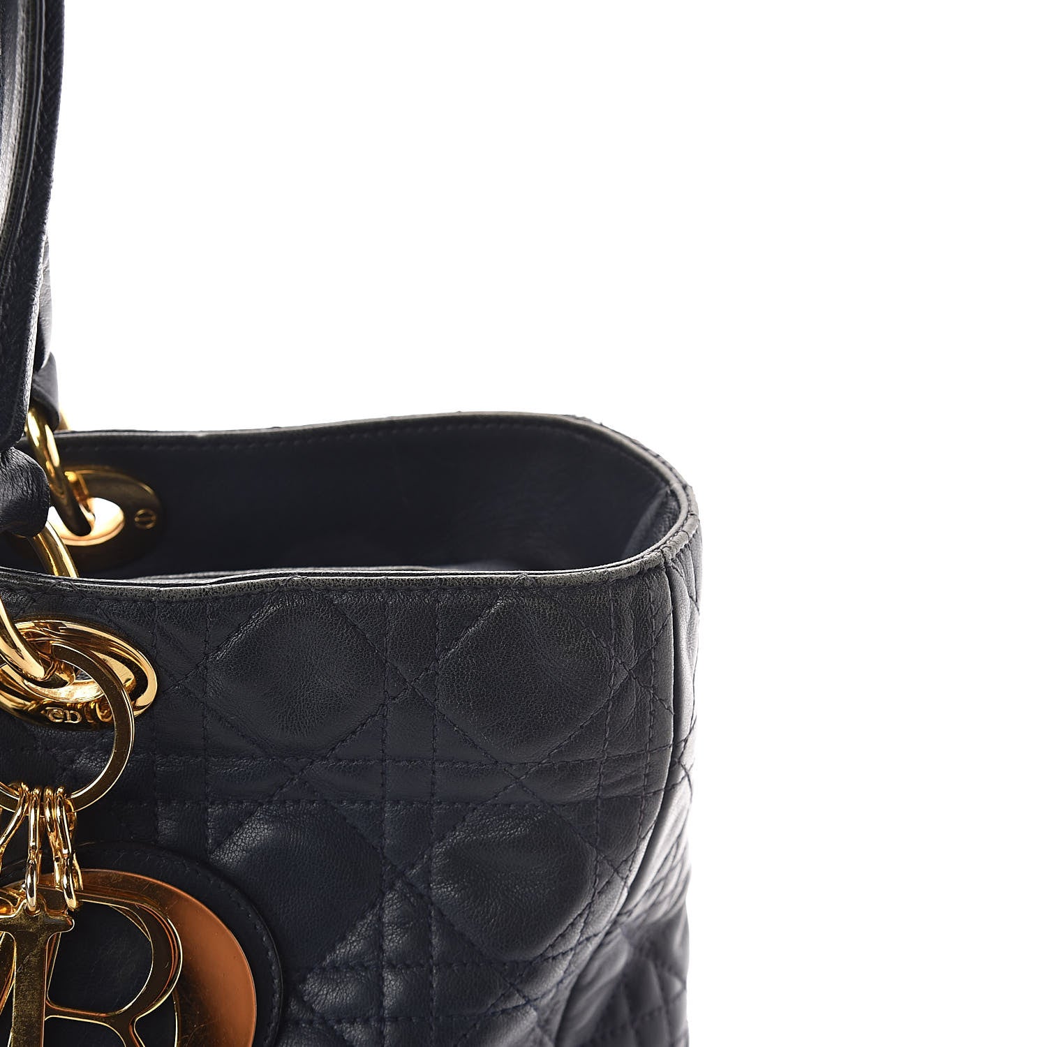 Christian Dior Lambskin Cannage Large Soft Lady Dior Shopping Tote Navy Blue 14 of 19