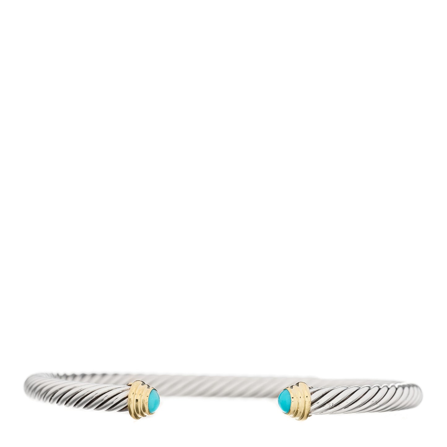 Sterling Silver 18K Yellow Gold Turquoise 4mm Cable Kids Birthstone Bracelet