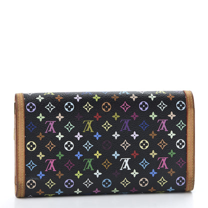 Louis Vuitton Monogram Multicolor Porte Tresor International Wallet Black 2 of 9