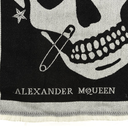 Alexander McQueen Wool Skull Safety Pin Stole Scarf Black 2 of 3