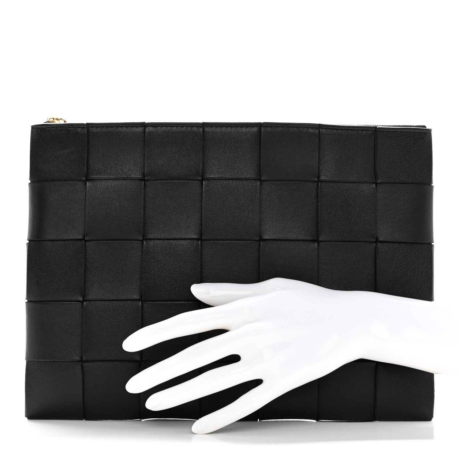 Bottega Veneta Nappa Maxi Intrecciato Cassette Flat Zip Medium Pouch Black 2 of 8