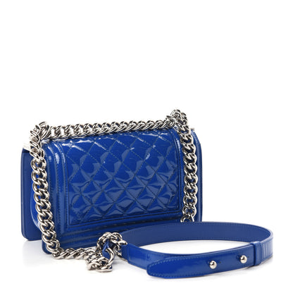 Chanel Patent Calfskin Quilted Small Plexiglass Boy Flap Blue 4 of 11