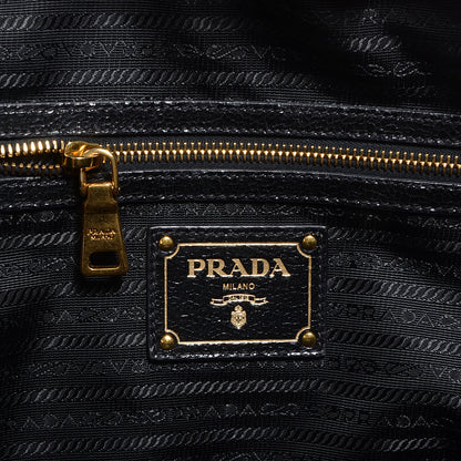 Prada Crackled Calfskin Studded Tote Talco Black 6 of 12
