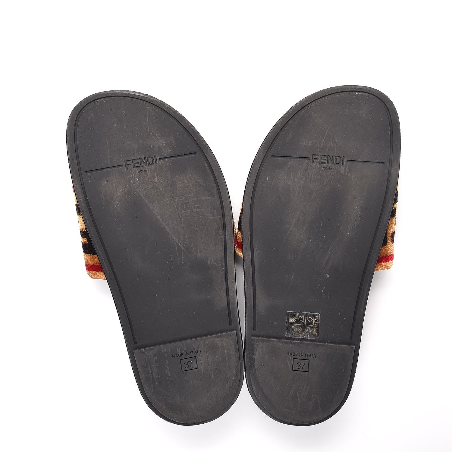 Fendi Velvet FF Slide Sandals 37 Testa di Moro Tobacco Fragola 7 of 10