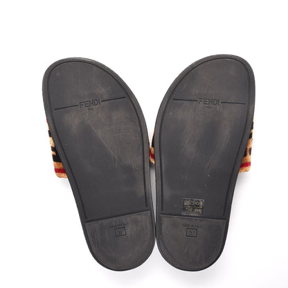 Fendi Velvet FF Slide Sandals 37 Testa di Moro Tobacco Fragola 7 of 10