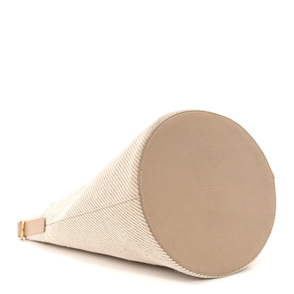 Saint Laurent Diagonal Canvas Calfskin Rive Gauche Bucket Bag Beige 4 of 12