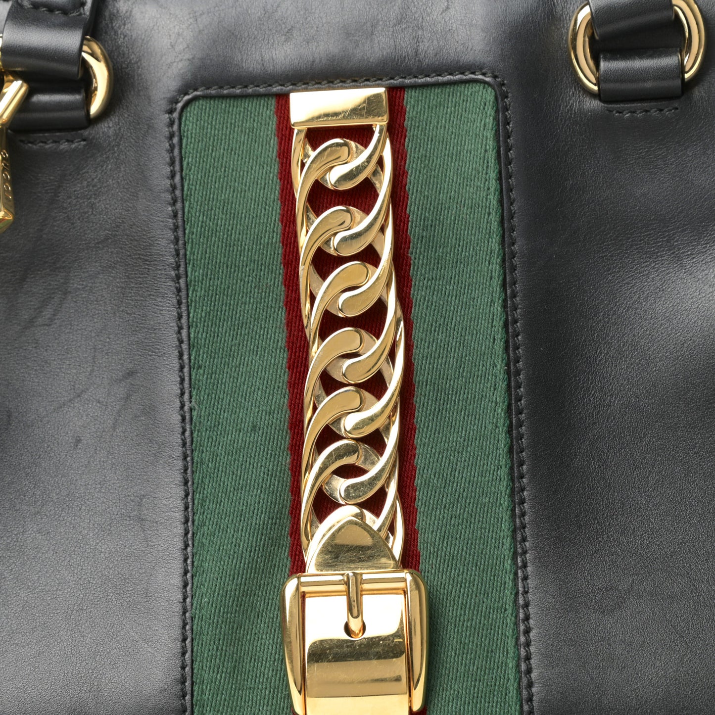 Calfskin Large Sylvie Top Handle Tote Black