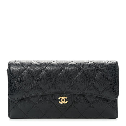 Chanel Caviar Quilted Large Gusset Flap Wallet Black 1 of 7