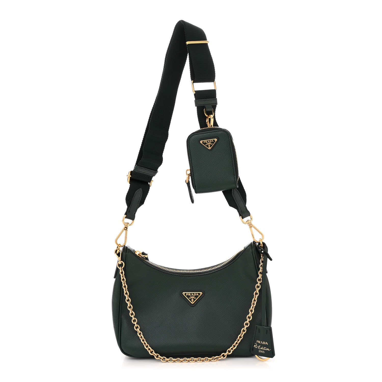 Prada Saffiano Lux Re-Edition 2005 Shoulder Bag Smeraldo 1 of 11