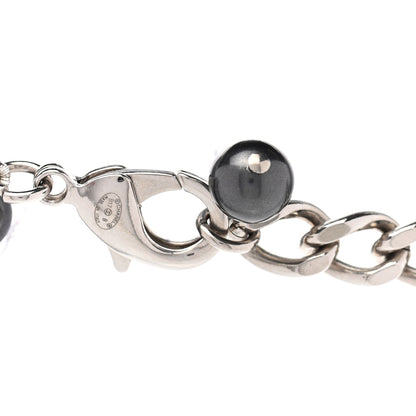 Chanel Pearl Baguette Crystal CC Necklace Silver Grey 5 of 6