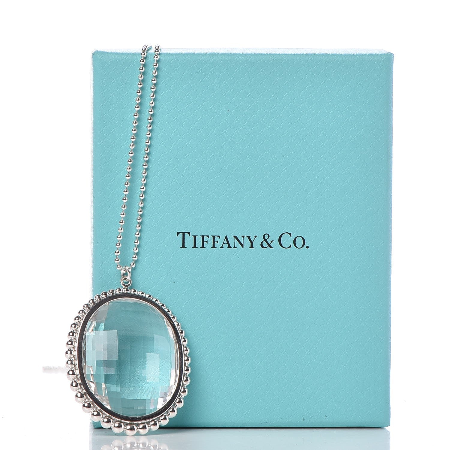 Tiffany Sterling Silver Crystal Ziegfeld Oval Pendant Necklace 6 of 6