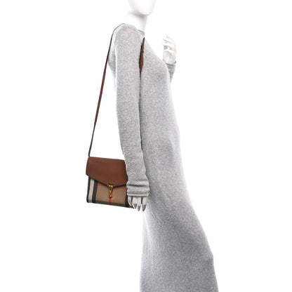 Burberry Derby Calfskin House Check Small Macken Crossbody Bag Tan 2 of 10
