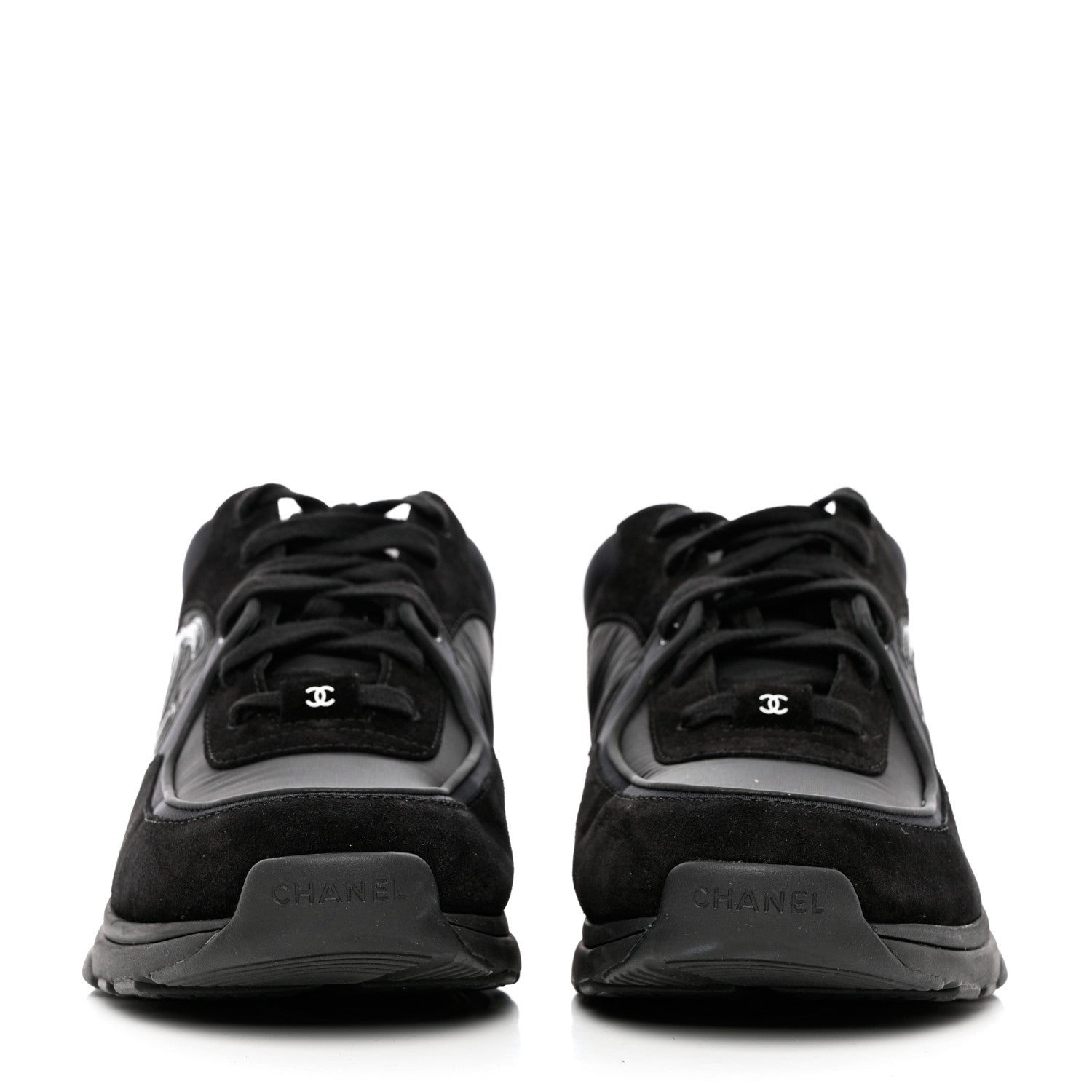 Chanel Kid Suede Calfskin Mens Sneakers 44 Black 2 of 12