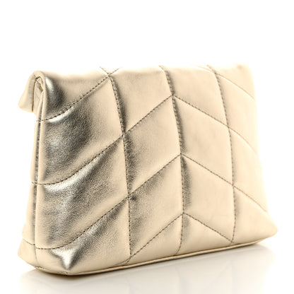 Saint Laurent Metallic Lambskin Monogram Loulou Puffer Pouch Clutch Gold 4 of 8