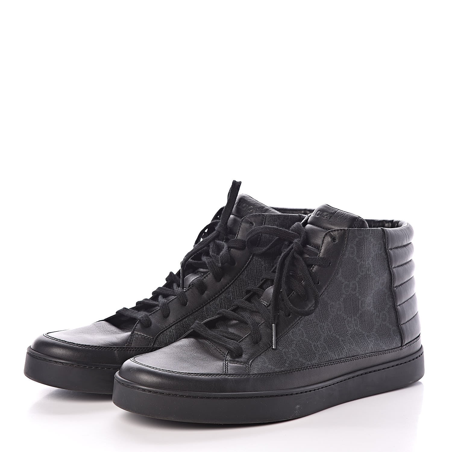 Gucci GG Supreme Monogram Mens Common High Top Sneakers 11 Black 3 of 9