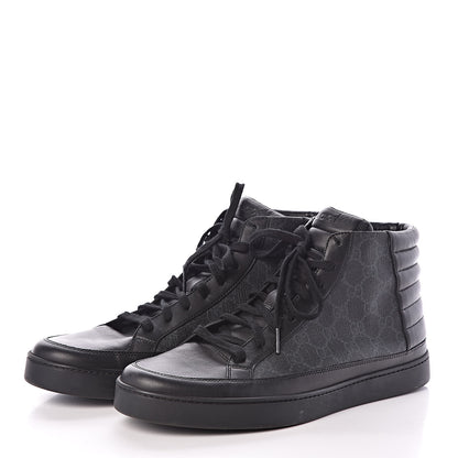 Gucci GG Supreme Monogram Mens Common High Top Sneakers 11 Black 3 of 9