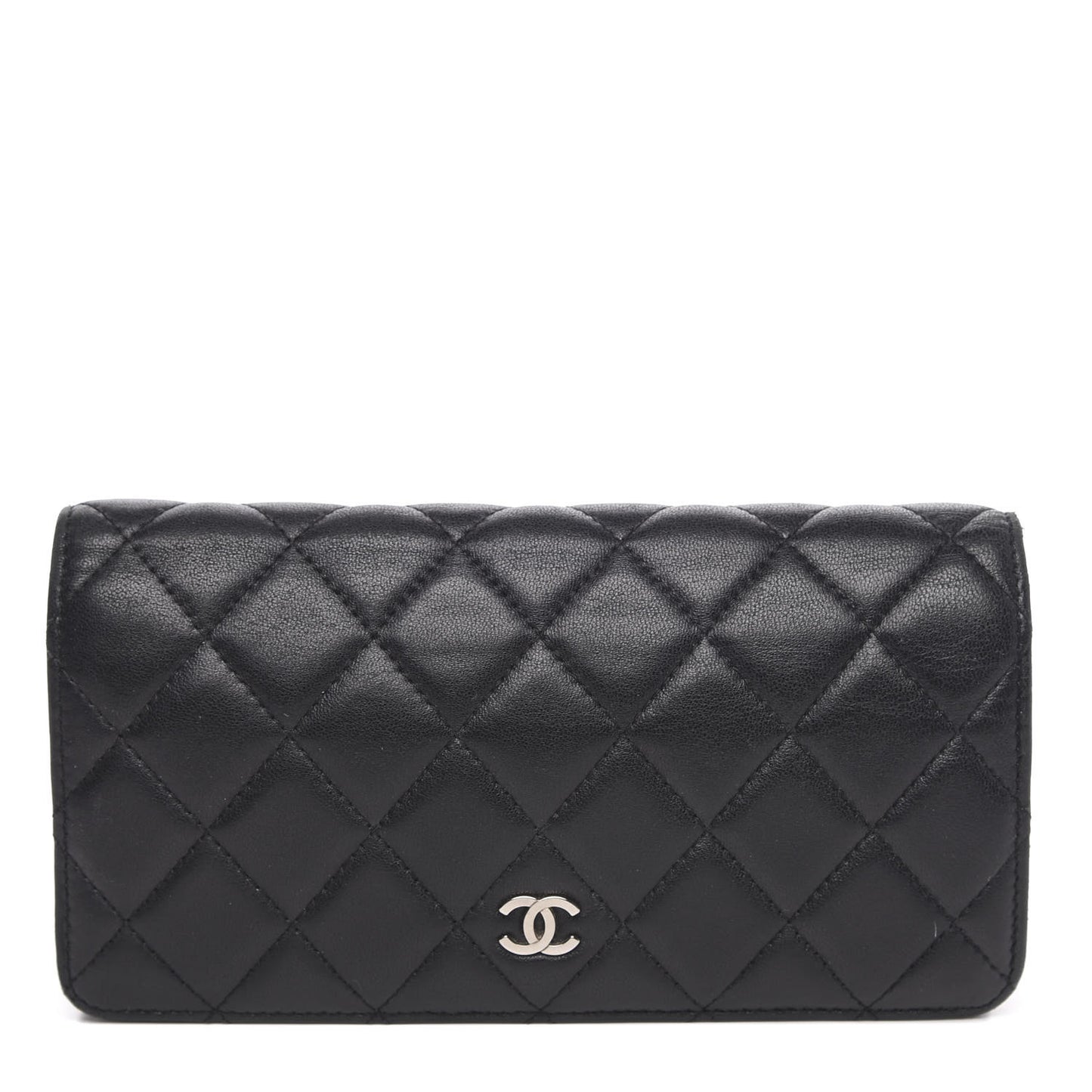 Lambskin Quilted Yen Wallet Black